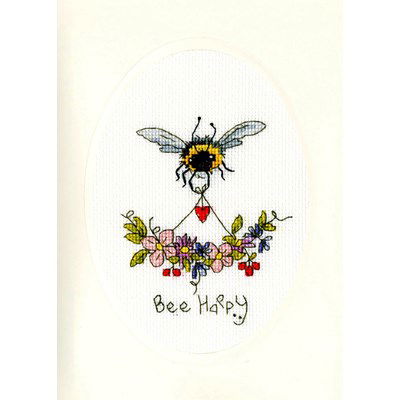 Borduurpakket kaart - Bee Happy