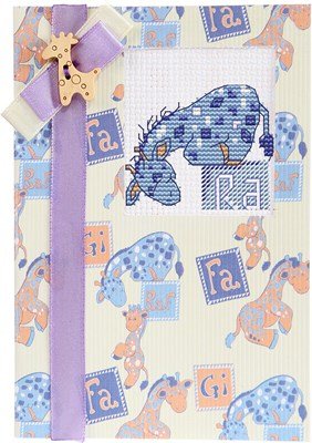 Borduurpakket kaart - Giraf baby blue