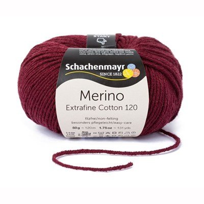 Schachenmayr Merino Extrafine Cotton 120 - 532 donker rood op=op 