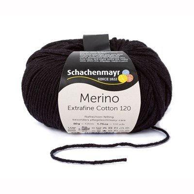 Schachenmayr Merino Extrafine Cotton 120 - 599 zwart op=op 