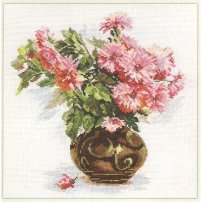 Borduurpakket bloemen Chrysathemums 2-09 op=op uit collectie 