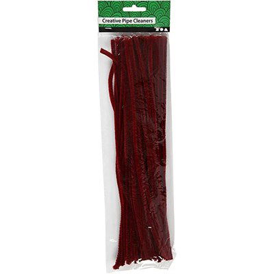 Chenille 6 mm - 30 cm 51612 bordeaux rood 50 stuks 