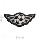Applicatie voetbal met vleugels 38 a 81 mm