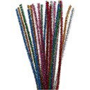 Chenille 6 mm - 30 cm glitter donker (24 stuks)