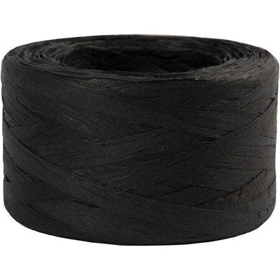 Raffia papier 503292 zwart 7-8 mm 100 meter op=op uit collectie 