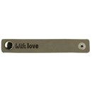 Leren Label - With Love 003 Bruin grijs 100 a 15 mm (2 stuks)