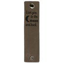 Leren Label - Love you to the moon and back 003 bruin grijs 120 a 30 mm (2 stuks)