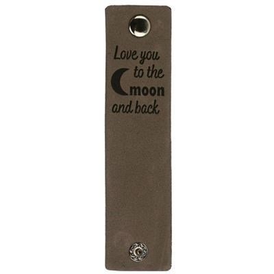 Leren Label - Love you to the moon and back 003 bruin grijs 120 a 30 mm 2 stuks 