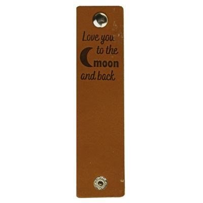 Leren Label - Love you to the moon and back 004 cognac 120 a 30 mm 2 stuks 