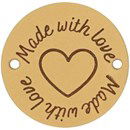 Leren Label rond - Made With Love 01 Naturel 35 mm (2 stuks)