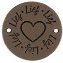 Leren Label rond - Lief 03 bruin grijs 35 mm (2 stuks)