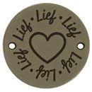 Leren Label rond - Lief 02 groen 35 mm (2 stuks)