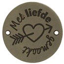 Leren Label rond - met liefde gemaakt 02 grijs 35 mm (2 stuks)