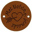 Leren Label rond - met liefde gemaakt 04 cognac 35 mm (2 stuks)