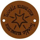 Leren Label rond - Twinkle kleine ster 04 Cognac 35 mm (2 stuks)