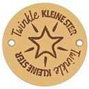Leren Label rond - Twinkle kleine ster 01 naturel 35 mm (2 stuks)