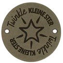 Leren Label rond - Twinkle kleine ster 02 groen 35 mm (2 stuks)