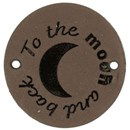 Leren Label rond - To the moon and back 03 bruin grijs 35 mm (2 stuks)