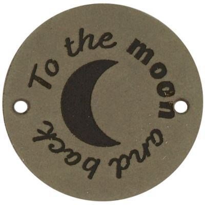 Leren Label rond - To the moon and back 02 groen 35 mm 2 stuks 