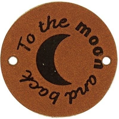 Leren Label rond - To the moon and back 04 cognac 35 mm 2 stuks 