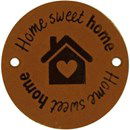 Leren Label rond - Home Sweet Home 04 cognac 35 mm (2 stuks)