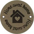 Leren Label rond - Home Sweet Home 02 groen 35 mm (2 stuks)