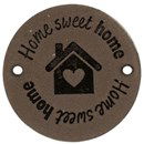 Leren Label rond - Home Sweet Home 03 bruin grijs 35 mm (2 stuks)