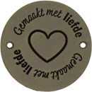 Leren Label rond - gemaakt met liefde 02 groen 35 mm (2 stuks)