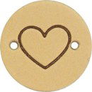 Leren Label rond - hart 01 Naturel 2 cm (2 stuks)