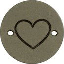 Leren Label rond - hart 02 groen 2 cm (2 stuks)