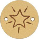 Leren Label rond - ster 01 Naturel 2 cm (2 stuks)