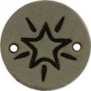 Leren Label rond - ster 02 groen 2 cm (2 stuks)