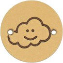 Leren Label rond - wolkje 01 naturel 2 cm (2 stuks)