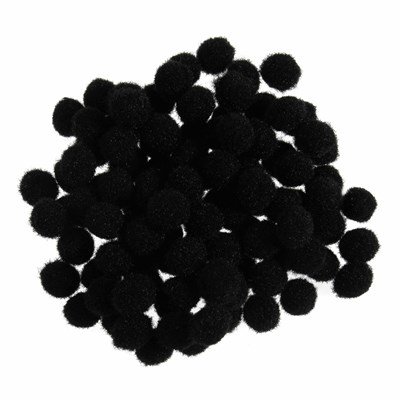 Pompon 12-13 mm zwart ca 30 stuks 