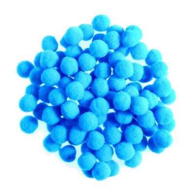 Pompon 12-13 mm blauw Aqua ca 80 stuks 