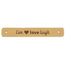 Leren Label - Live love laugh 01 naturel 7 a 1 cm (2 stuks)