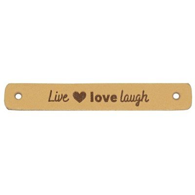 Leren Label - Live love laugh 01 naturel 7 a 1 cm 2 stuks 