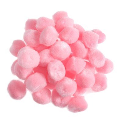Pompon 6-7 mm roze ca 100 stuks 