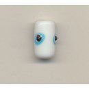 Kraal 15 mm glas - witte kraal met stip 71700 6 stuks (op=op)