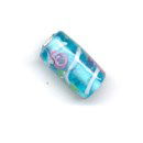 Kraal 15 mm glas - Licht blauw met roosjes 72000 (6st) op=op