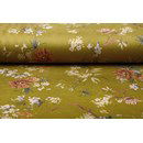 Light Scuba Suede Mosterd geel met bloemen (per 70 cm)