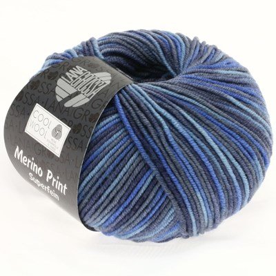 Lana Grossa Cool wool print 716 blauw opruiming 