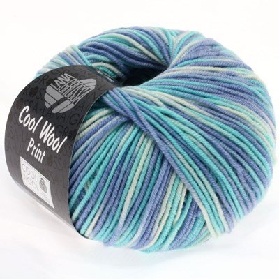 Lana Grossa Cool wool print 728 aqua blauw opruiming 