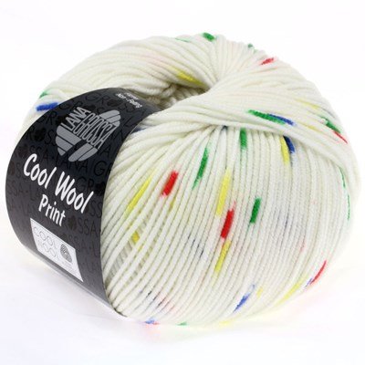 Lana Grossa Cool wool print punto 801 wit gespikkels opruiming 