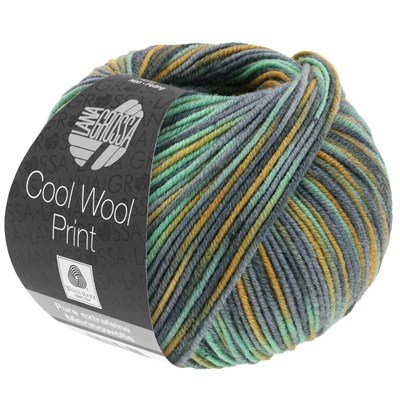 Lana Grossa Cool wool print 824 denim aqua opruiming 