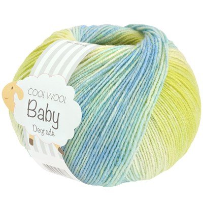 Lana Grossa Cool Wool Baby degrade 520 geel, blauw opruiming 