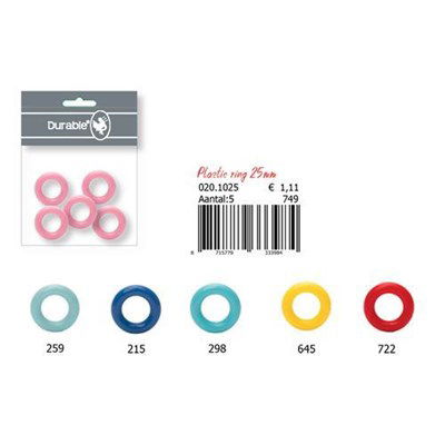 Ring plastic 25 mm - assortiment 5 stuks 