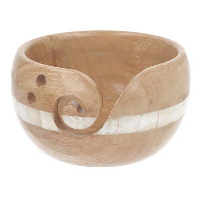 Kluwenhouder - yarn bowl mangohout met parelmoer 78559