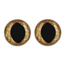 Ogen 12 mm kat goud geel glitter (2 paar)