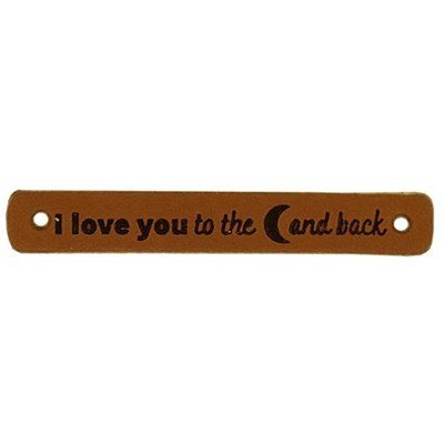 Leren Label - I love you to the moon and back 004 Cognac 7 a 1 cm 2 stuks 